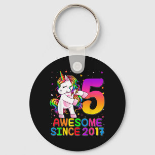 5 Years Old Unicorn Flossing 5th Birthday Girl Uni Key Ring
