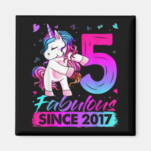 5 Years Old Unicorn Flossing 5th Birthday Girl Uni Magnet