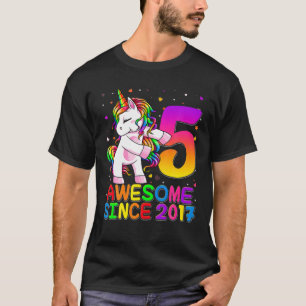5 Years Old Unicorn Flossing 5Th Birthday Girl Uni T-Shirt