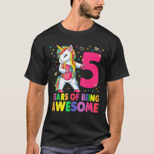 5 Years Old Unicorn Flossing 5Th Birthday Girl Uni T-Shirt