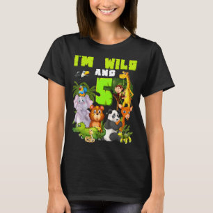 5 Years Old Wild Zoo Theme Birthday Safari Jungle T-Shirt