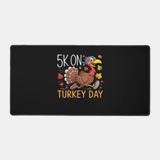 5K On Turkey Day Thanksgiving Running Classic T-Sh Desk Mat (Front)