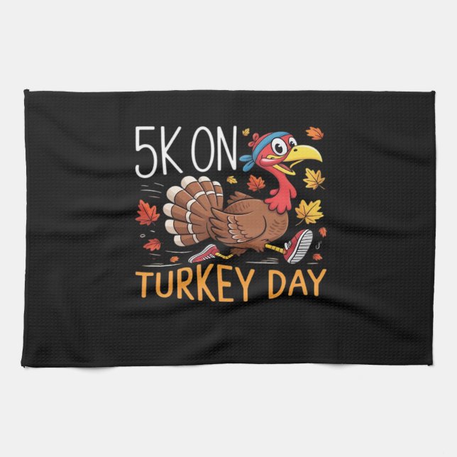 5K On Turkey Day Thanksgiving Running Classic T-Sh Tea Towel (Horizontal)