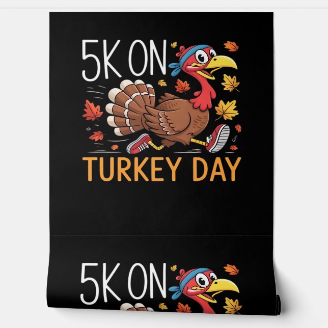 5K On Turkey Day Thanksgiving Running Classic T-Sh Wallpaper (Unrolling)