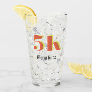 5k Race Running Celebration Bold Yellow Red Text Glass