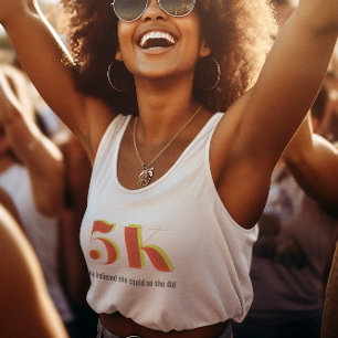 5k Race Running Celebration Bold Yellow Red Text Singlet