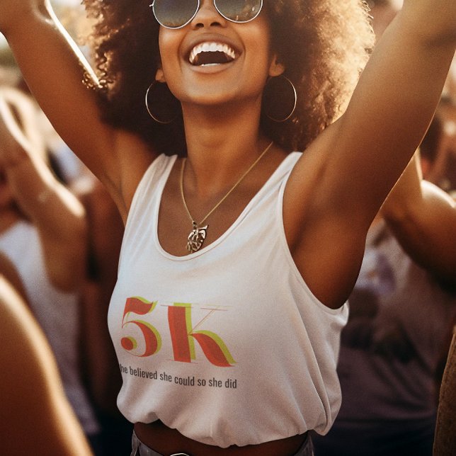 5k Race Running Celebration Bold Yellow Red Text Singlet (Creator Uploaded)