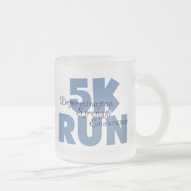 5K Run Blue Frosted Glass Coffee Mug (Right)