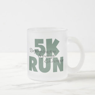 5K Run Green Sports Running Frosted Glass Coffee Mug