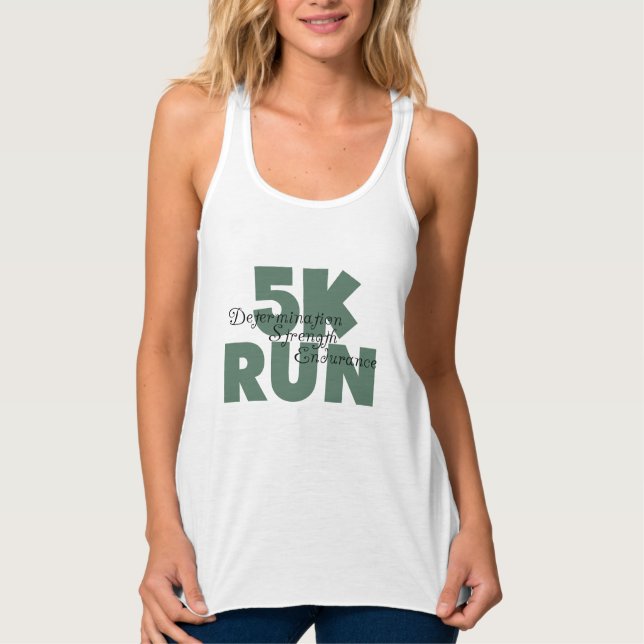 5K Run Green Sports Running Singlet (Front)