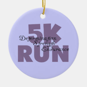 5K Run Purple Ceramic Tree Decoration