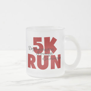 5K Run Red Frosted Glass Coffee Mug