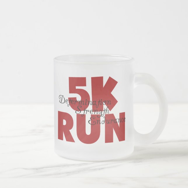 5K Run Red Frosted Glass Coffee Mug (Right)