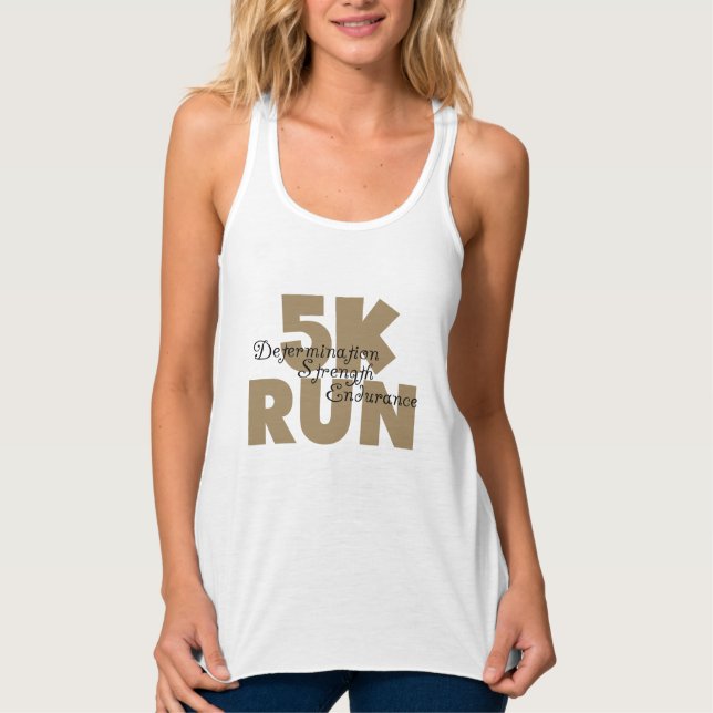 5K Run Tan Athletics Sports Running Singlet (Front)