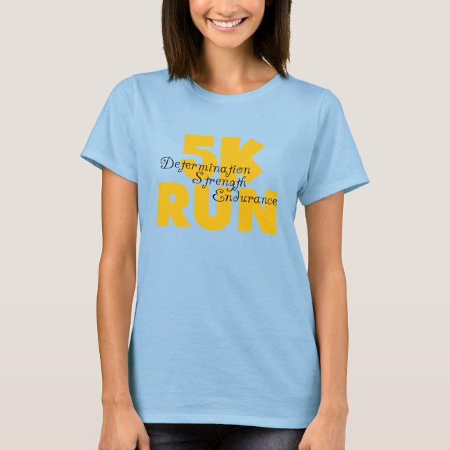 5K Run Yellow Running Athletics Sports T-Shirt (Front)