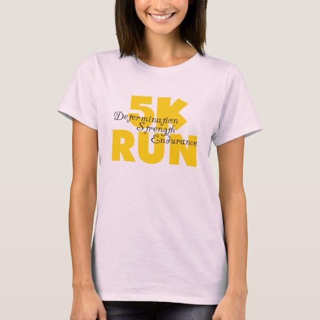 5K Run Yellow Running Athletics Sports T-Shirt (Front)