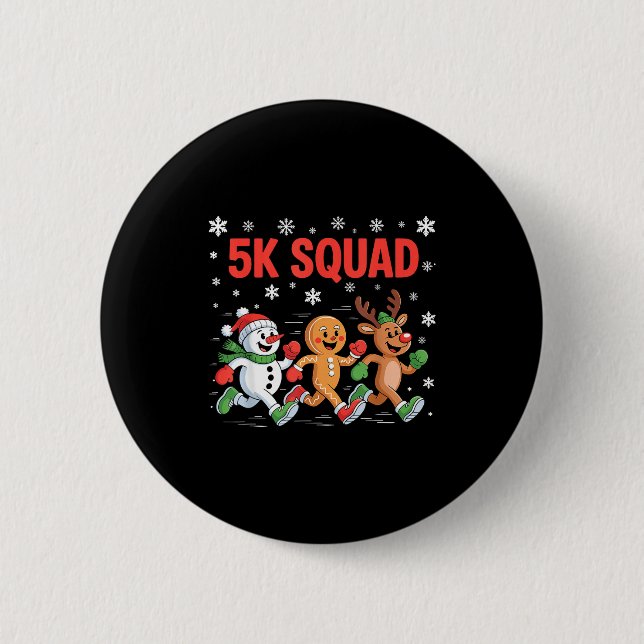 5k Squad Shirt Funny Christmas Running Team  6 Cm Round Badge (Front)