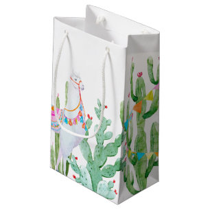 5lx3wx8.5h Small Gift Bag Boho Llama Bohemian Cact