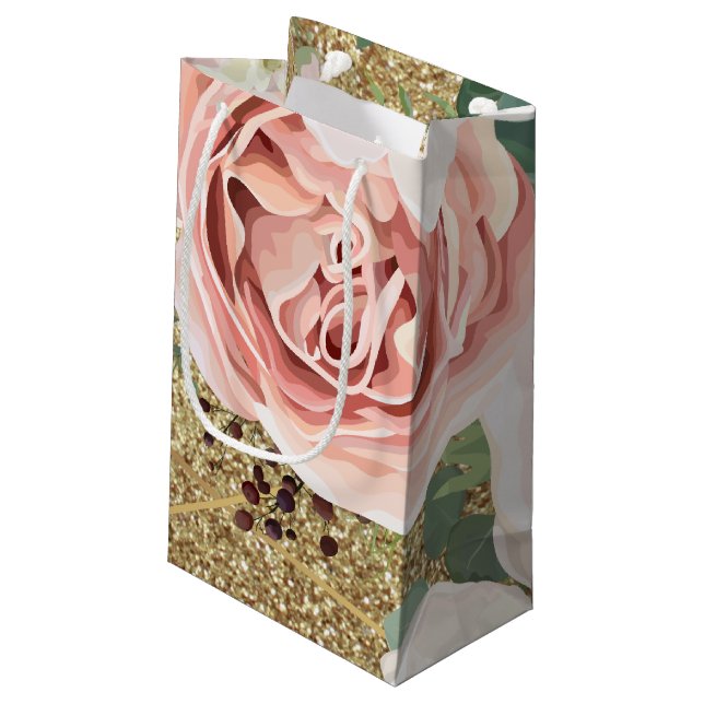 5lx3wx8.5h Small Gift Bag Geometric Garden Rose (Back Angled)