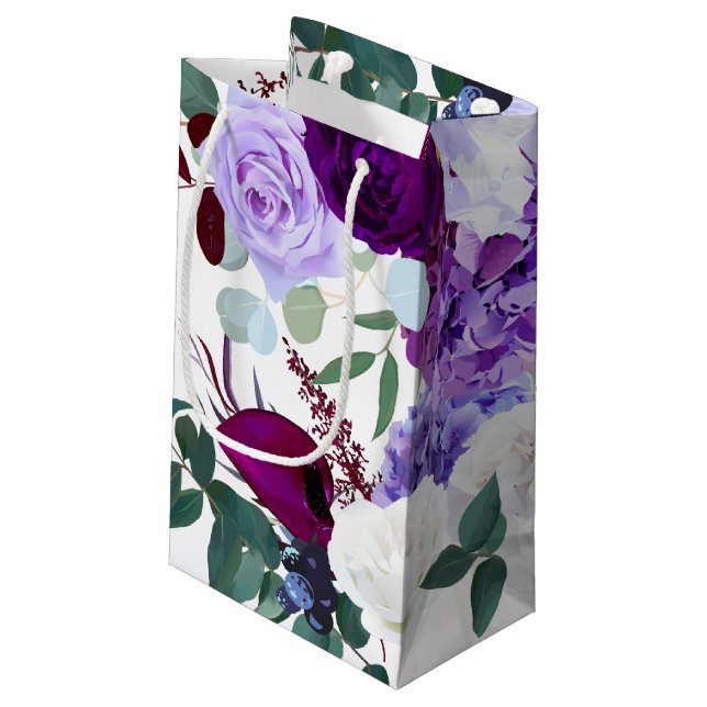 5lx3wx8.5h Small Gift Bag Lavender Hibiscus on Whi (Back Angled)