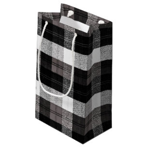 5lx3wx8.5h Small Gift Bag XMAS Baffalo Plaid Black