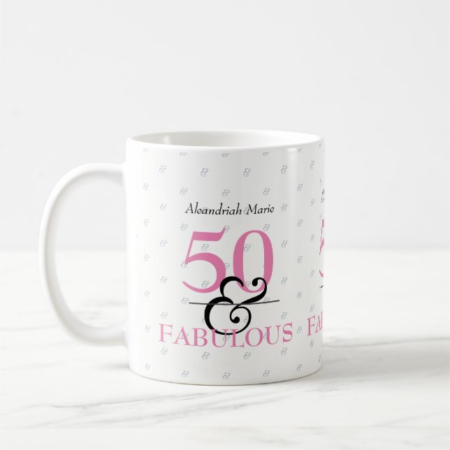 5O and Fabulous Elegant Modern Birthday Coffee Mug (Left)