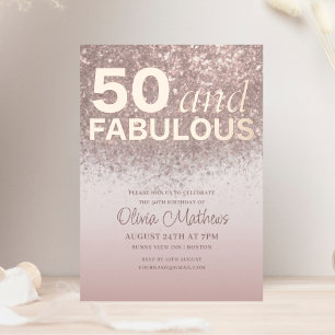 5o & Fabulous Birthday Rose Gold Calligraphy