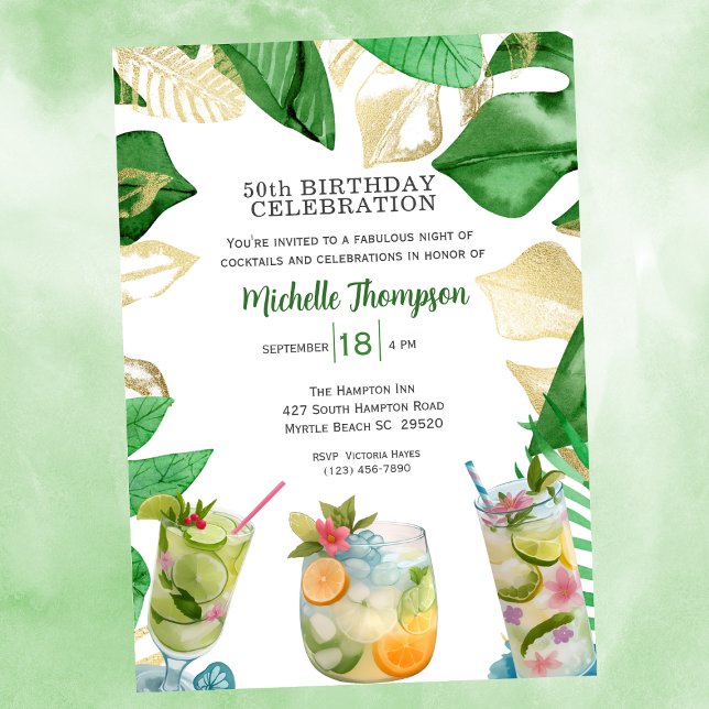 5OTH Birthday  Cocktail Party Celebration   Invitation (Creator Uploaded)