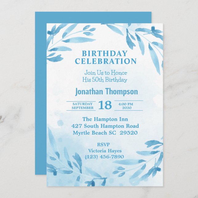 5OTH Birthday  Party Celebration   Invitation (Front/Back)