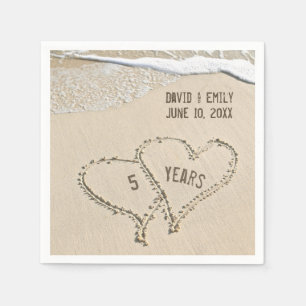 5th Anniversary Beach Hearts Napkins