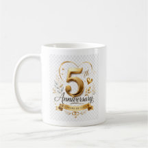 5th Anniversary Celebration Gold Elegant Design