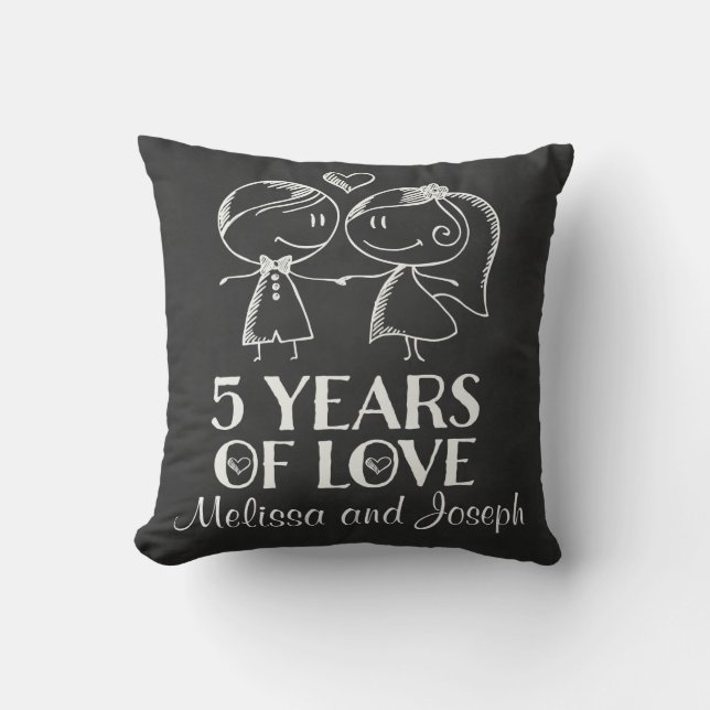 5th Anniversary Couples Personalised Pillow (Front)