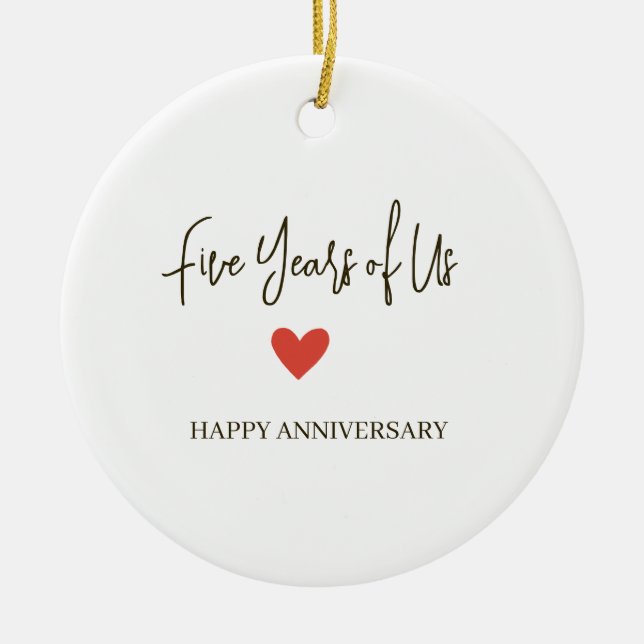 5th Anniversary – Five Years of Us Ceramic Tree Decoration (Front)