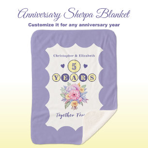 5th anniversary flowers forever purple sherpa blanket