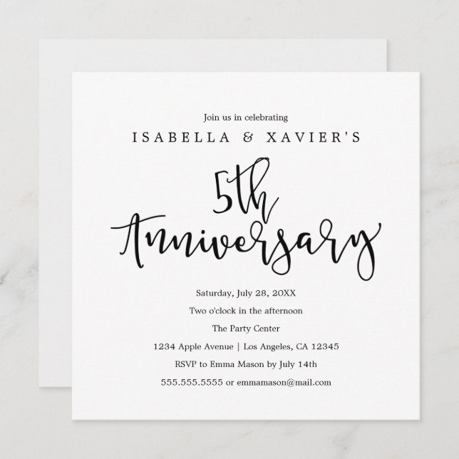 5th Anniversary | Party Invitation (Front/Back)