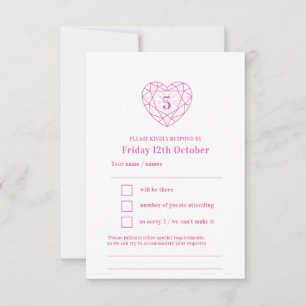 5th anniversary pink tourmaline reply RSVP Card