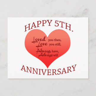 5th. Anniversary Postcard