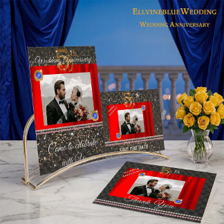 5th Anniversary Save the Date Photo |Sapphire Blue Invitation