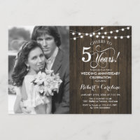 5th Anniversary with Photo - Rustic Wood
