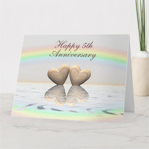 5th Anniversary Wooden Hearts Card