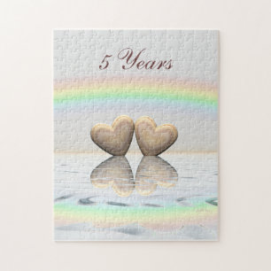 5th Anniversary Wooden Hearts Jigsaw Puzzle