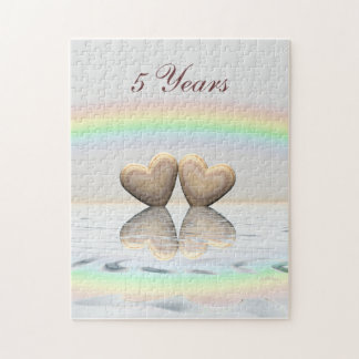 5th Anniversary Wooden Hearts Jigsaw Puzzle