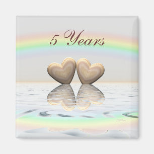 5th Anniversary Wooden Hearts Magnet