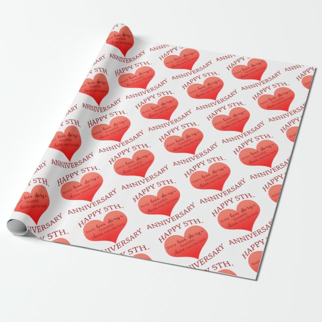 5th. Anniversary Wrapping Paper (Unrolled)