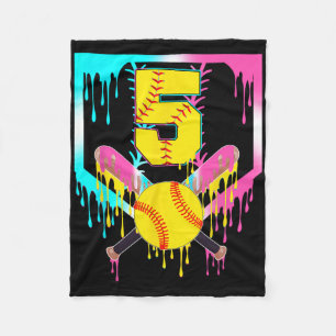 5th Bday Softll Home Plate Drip Ice Cream 5 Year O Fleece Blanket