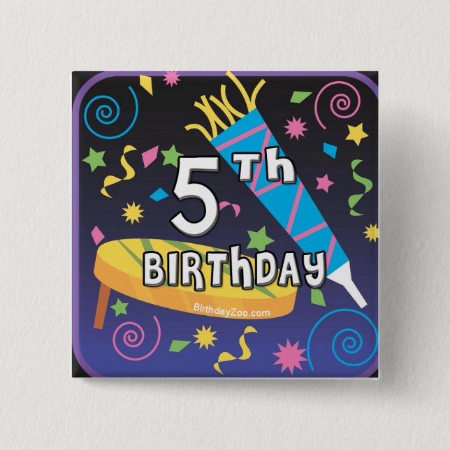 5th Birthday 15 Cm Square Badge (Front)