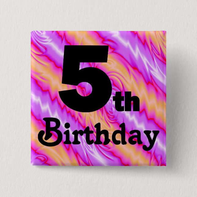 5th Birthday 15 Cm Square Badge (Front)