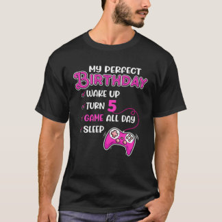5Th Birthday 5 Year Old Gamer Girl Perfect Bday Gi T-Shirt