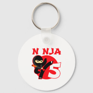 5th Birthday 5 Year Old Kids Party Little Ninja 5 Key Ring