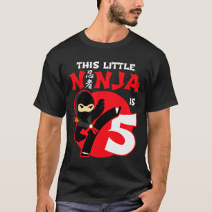 5th Birthday 5 Year Old Kids Party Little Ninja 5  T-Shirt